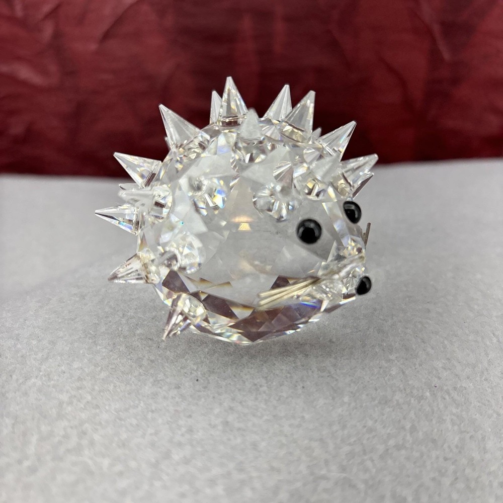 Swarovski Clear Crystal Hedgehog Black Eyes Nose Silver Whiskers 2 1/4 Inch EUC